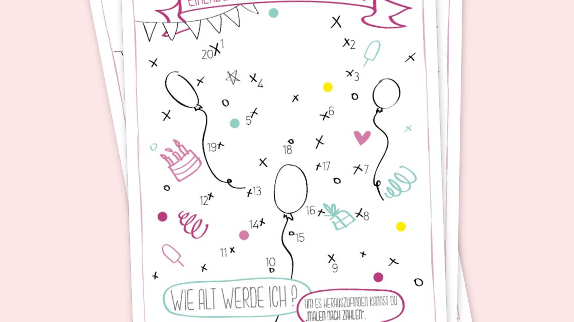 Malen-nach-Zahlen-Einladung-Geburtstag-Kindergeburtstag-Postkarte-Party-Konfetti-Wimpel-Luftballons-Mädchen-Rosa-Online-Shop-5
